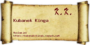 Kubanek Kinga névjegykártya